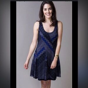 NWOT: Free People My One & Only Indigo Combo Boho Festival Tank Mini Dress• XS